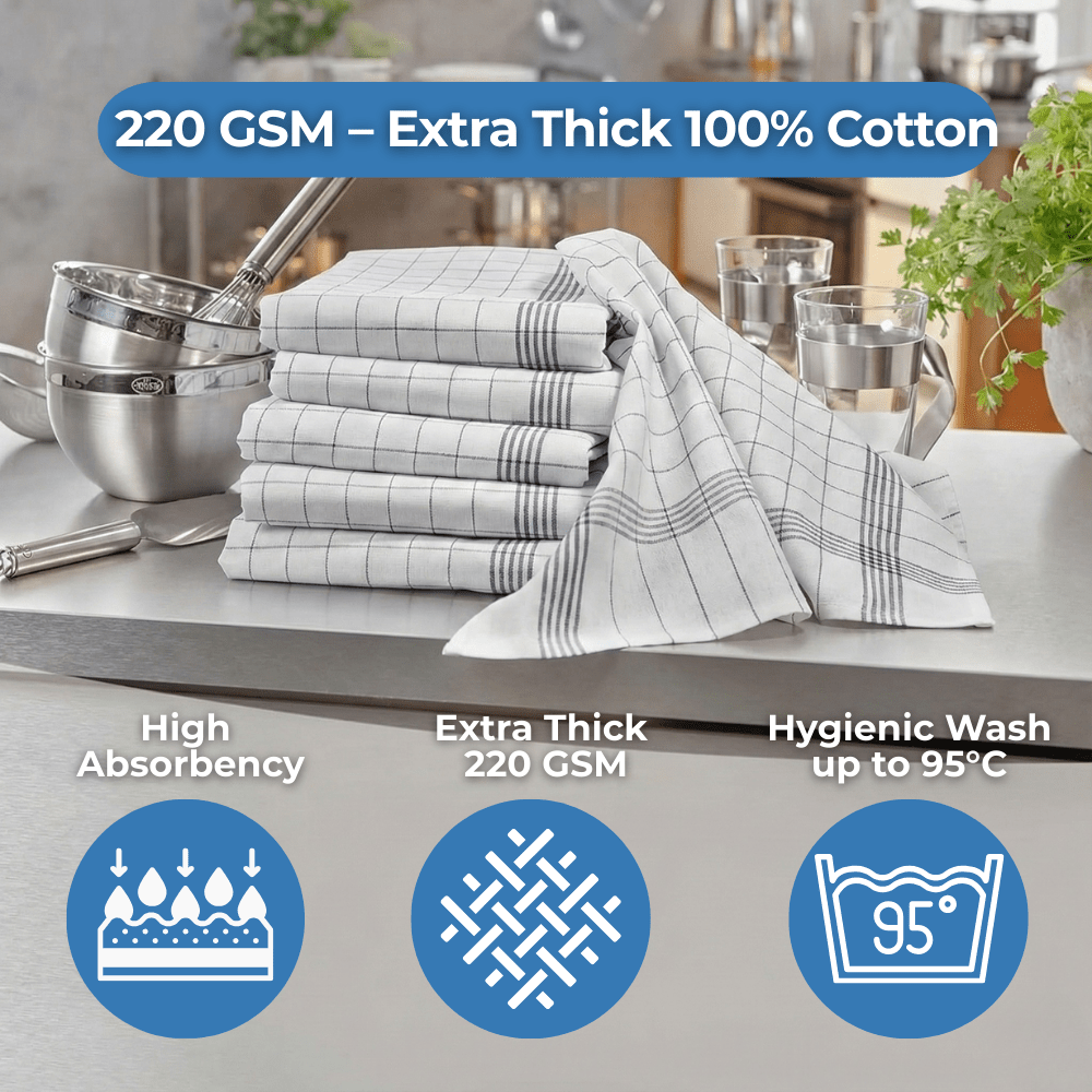 Magicwipe® Premium Cotton Tea Towels – Extra Thick 220 GSM - Magicwipe