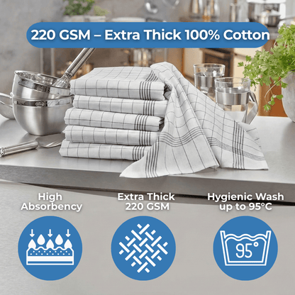 Magicwipe® Premium Cotton Tea Towels – Extra Thick 220 GSM - Magicwipe